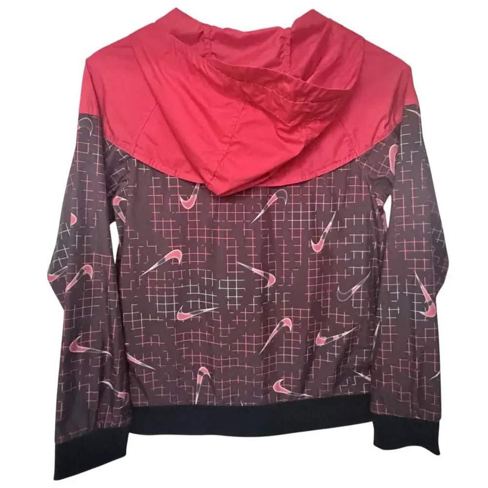 Nike Red Black Swoosh Windbreaker Womens Large